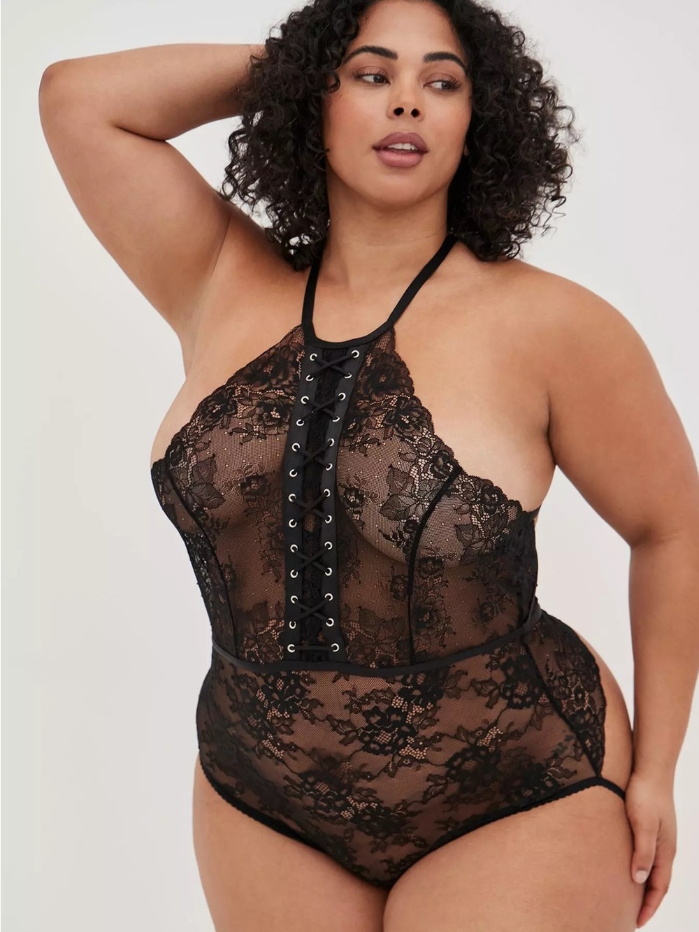 Torrid Laced Up Lace Bodysuit With Open 0732 Back
